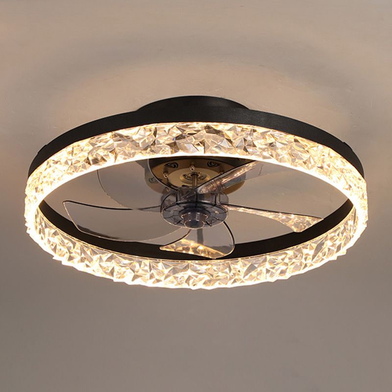 Moderner Kreis Deckenventilator Leuchtmetall 1 Leichte LED -Deckenventilator für Schlafzimmer