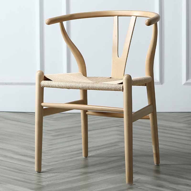 Silla de comedor de madera maciza natural contemporánea con brazo Wishbone para restaurante