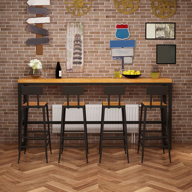 Industrial 1/2/5 Pieces Wood Bar Table Set Rectangular Counter Set for Home Use