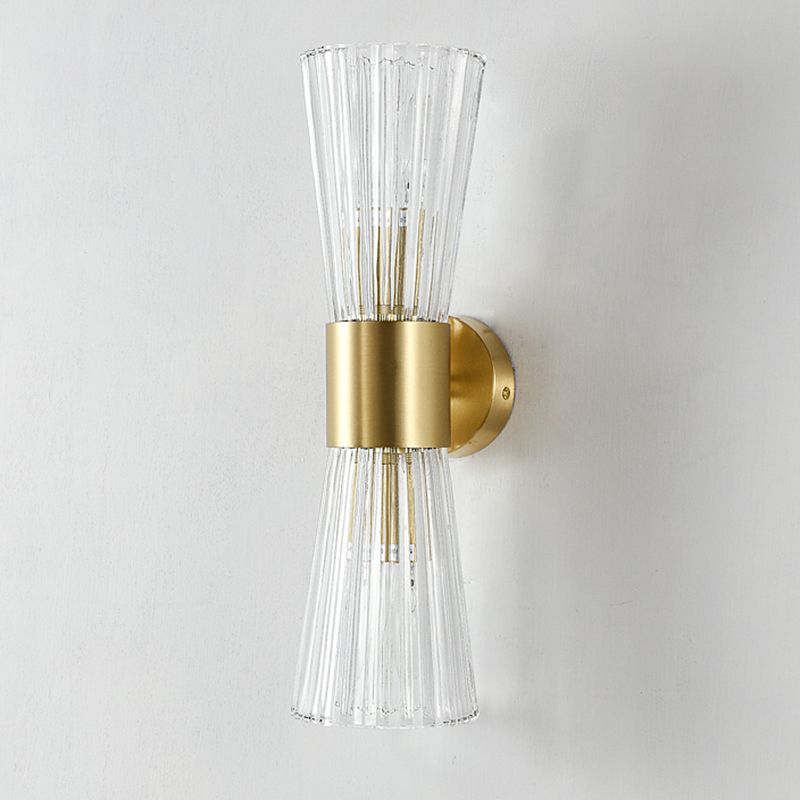 Sala de estar de reloj de arena lámpara de luz cristal 2 luces 2 luces posmoderna luz de pared en oro