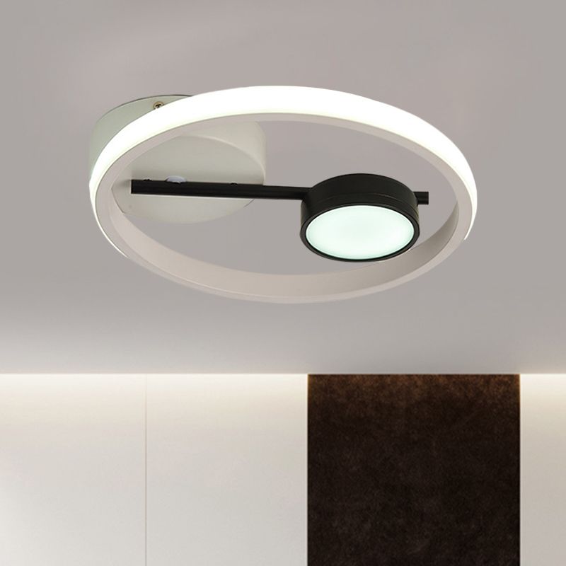 Round Ceiling Mounted Contemporary Metal Black and White/Black and Gold LED Flush Light, Warm/White Light