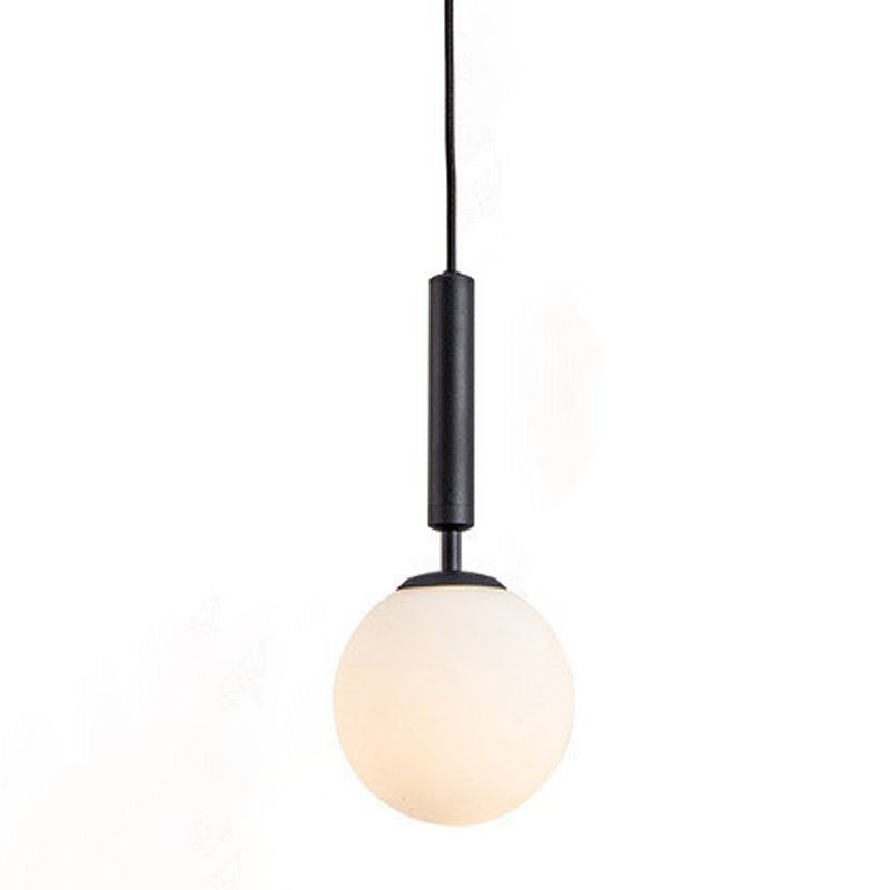 Modern Single Hanging Lamp Lacquered Globe Pendant Light with White Glass Shade