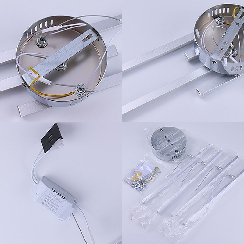 Plafonnier LED à lignes parallèles de Style moderne, luminaire de couloir simple en aluminium en argent