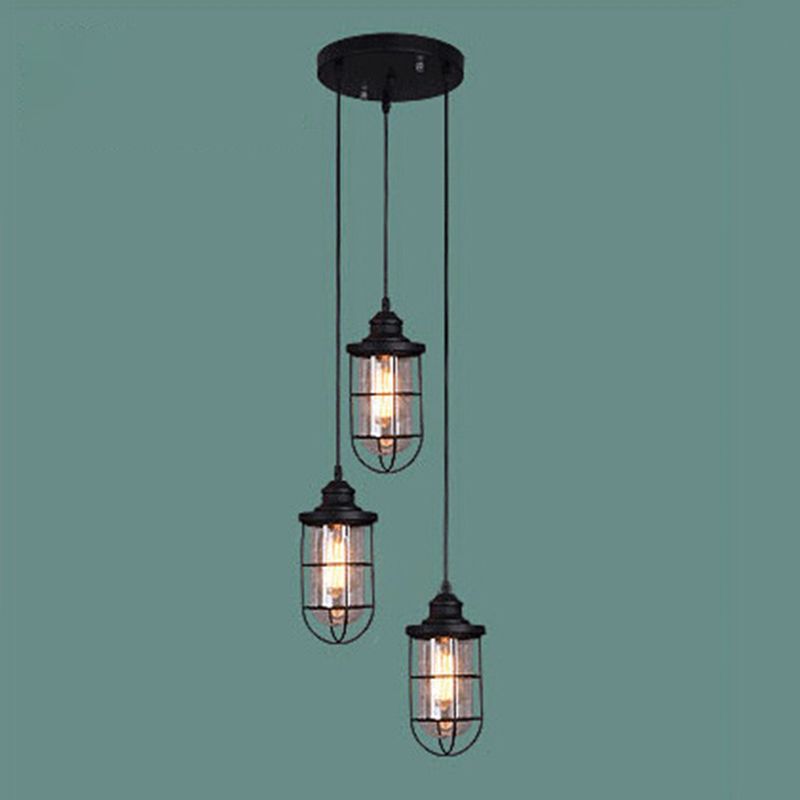 3 Cage lumineuse Loute de plafond suspendu industriel Films de pendentif métallique pour restaurant