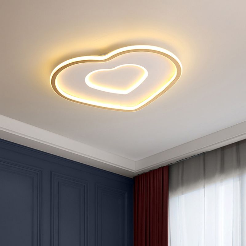 Extra Thin Star/Square/Triangle Flush Light Contemporary Metal Polished Gold LED Ceiling Mount Lamp for Baby Room