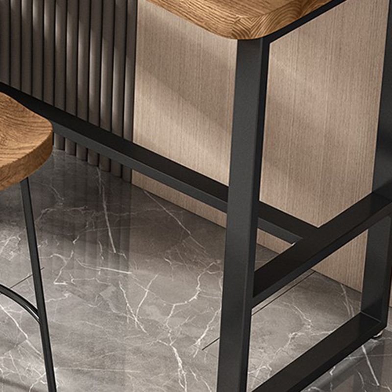 Trestle Base Bar Table Set 1/3 Pcs Solid Wood and Metal Bar Table and Stools