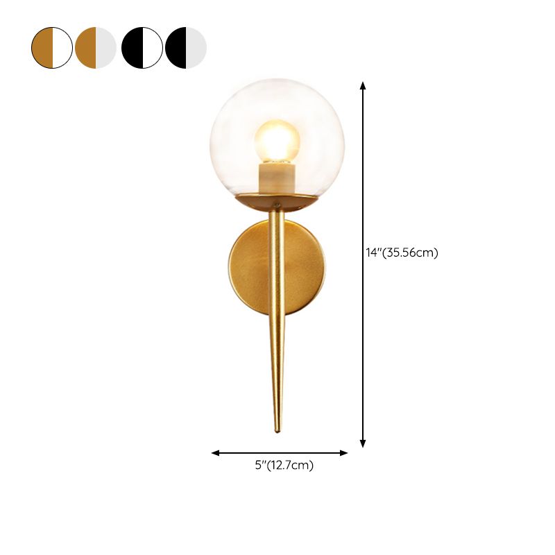 Modern Metal Wall Sconce Torch Shape Vanity Lamp with Glass Shade for Bathroom