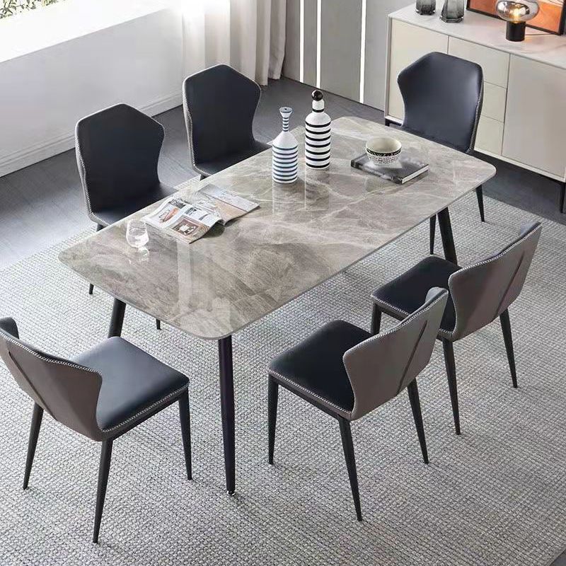 Rectangle 4 Legs Dining Table Industrial Sintered Stone Kitchen Table