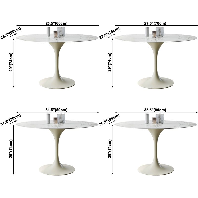 Ronde tulpen moderne eettafel witte toon vaste tafel met sinteren steen