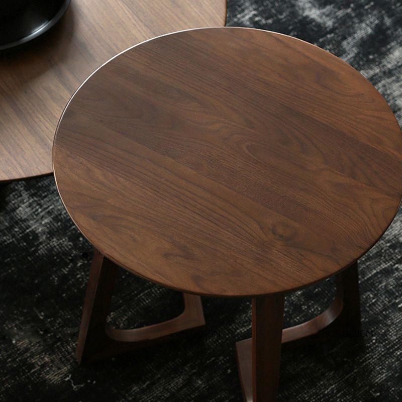 Contemporary Wooden Bunching Tables Round Medium Wood Coffee Table