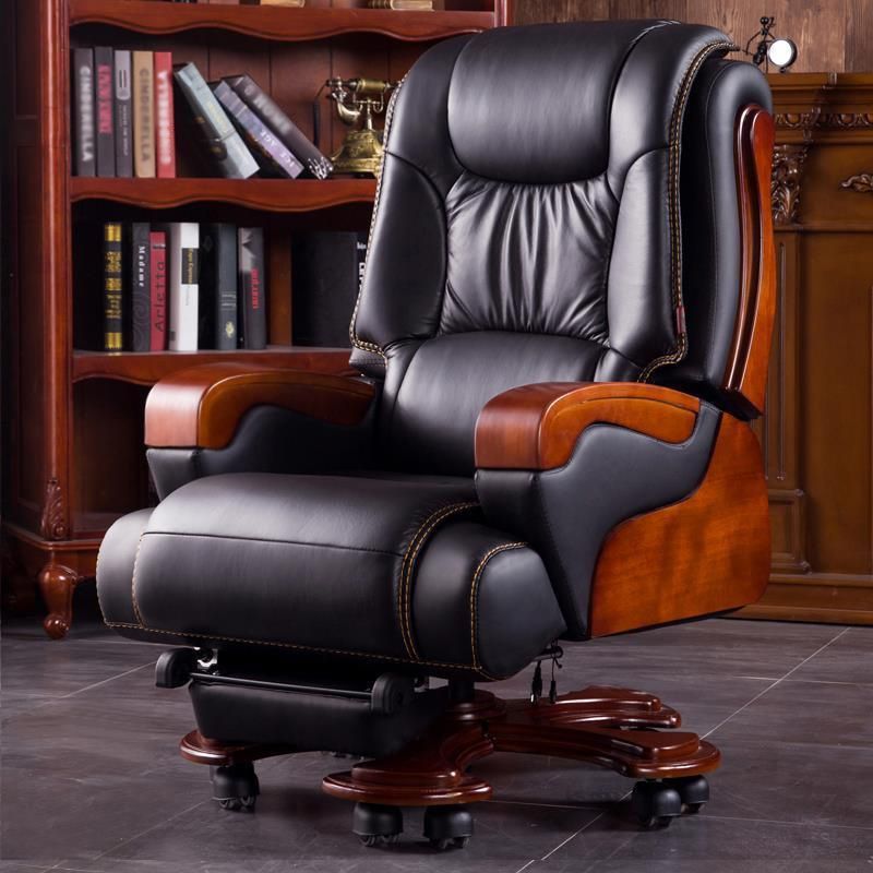 Modern Office Chair Leather Tilt Mechanism No Distressing Ergonomic Slide Chair