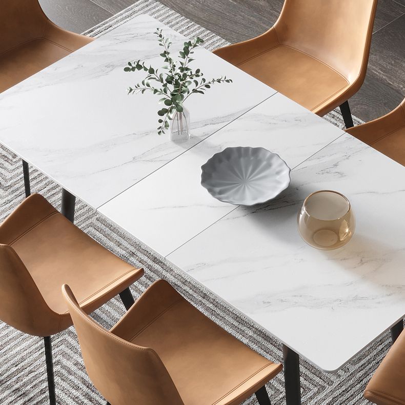 51.18''L Minimalist Sintered Stone Table Rectangle Extendable Dining Table for Kitchen