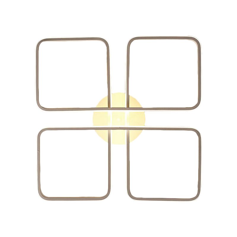 Schlafzimmer LED Semi Mount Beleuchtung Moderne weiße Deckenbefestigung mit quadratischem Metallrahmen, warmes/weißes Licht