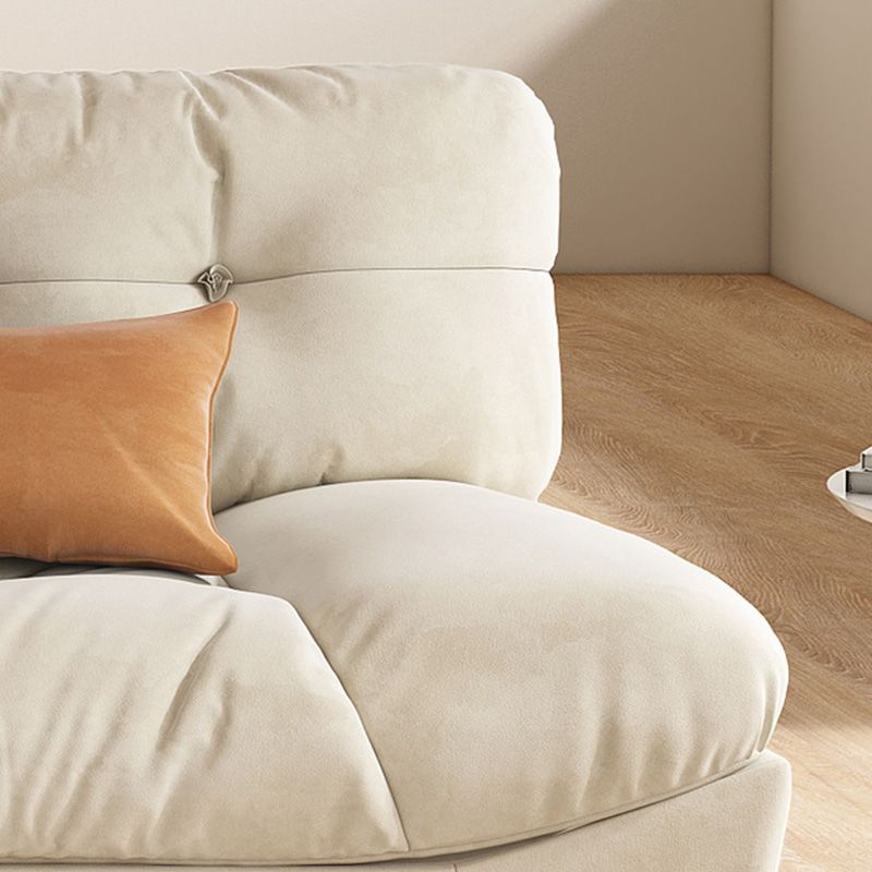 Modern Off-White Fabric Sofa Pillow Top Arm Reclining Loveseat for Bonus Room