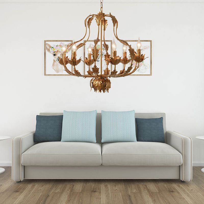 Gucca rustica lampadario sospeso in metallo 6 lampadine sospensione in ottone per sala da pranzo