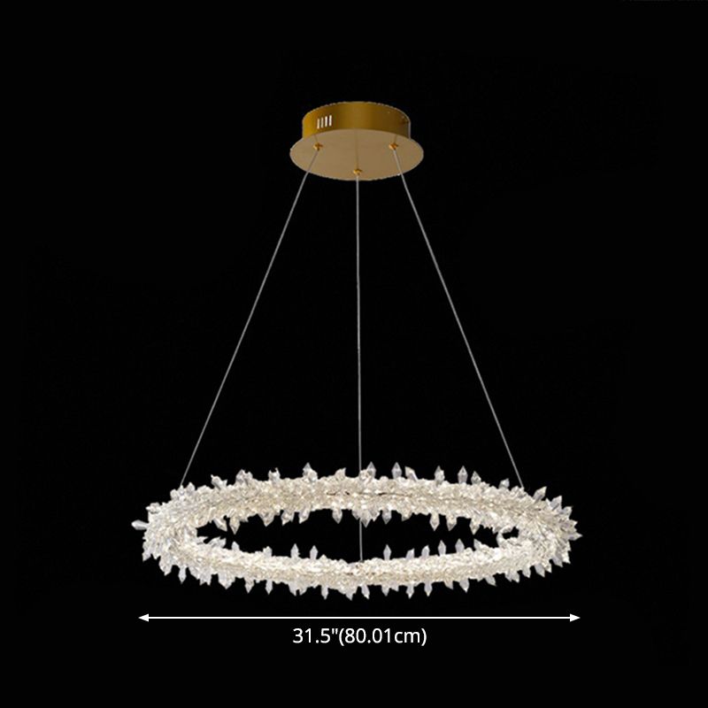 Modern Flower Ring Chandelier Light Fixtures Crystal Hanging Light Kit for Living Room