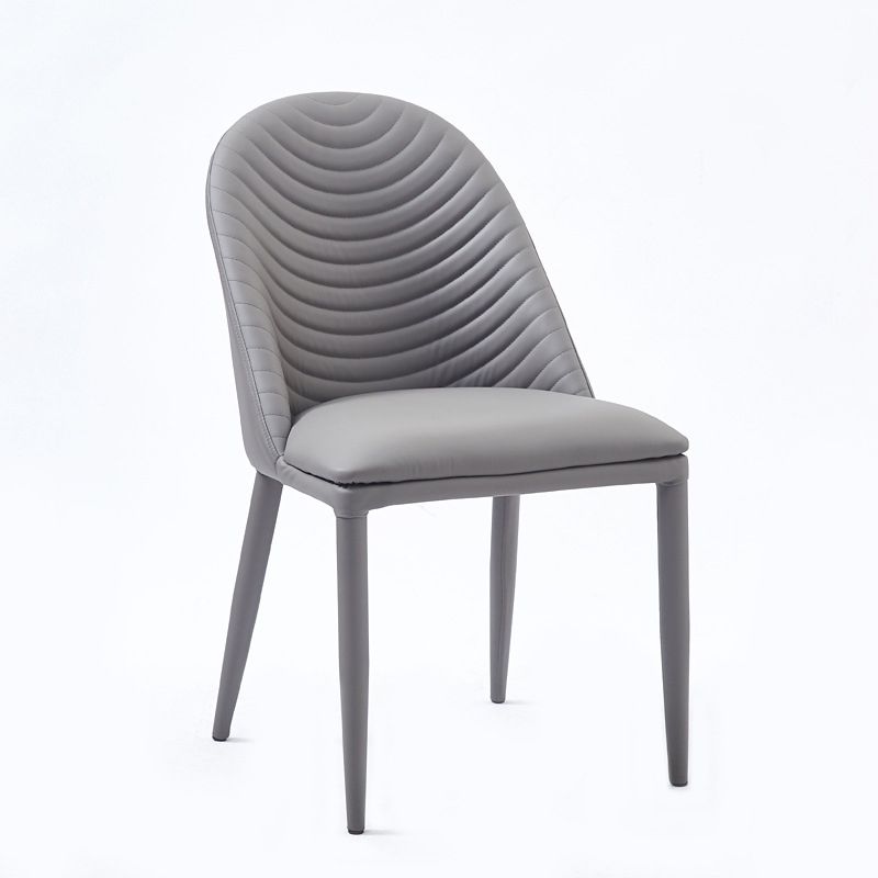 Leather Contemporary Indoor-Outdoor Dining Chair Solid Back Side Chair