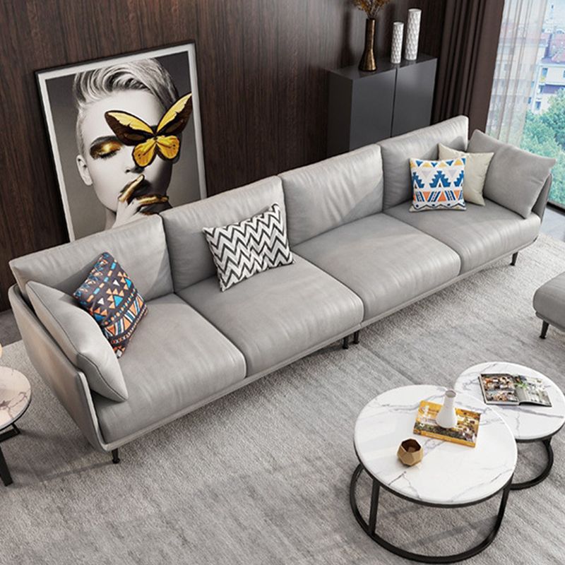 Faux Leather Contemporary Square Sofa Stain Resistant Standard Sofa for Living Room