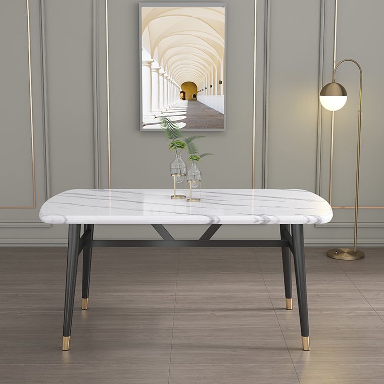 Moderne gesinterte Stein Esstischmöbel mit Rechteck -Form Dinette Set mit 4 Beintisch