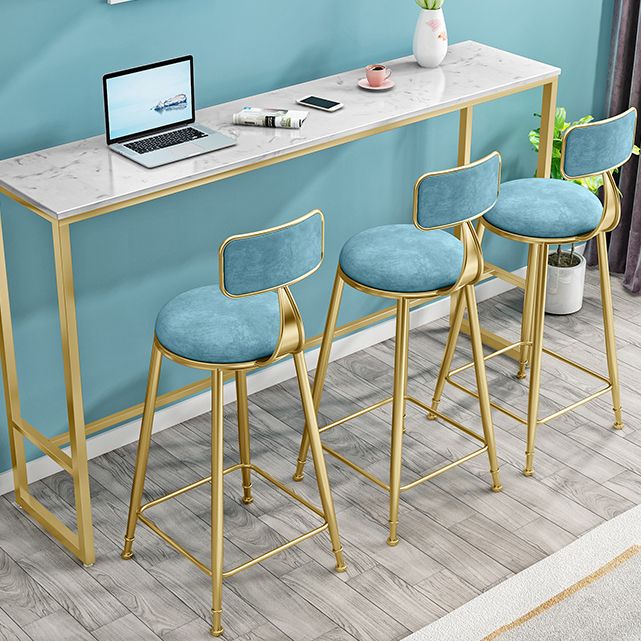 Round Bar Stools Industrial Dining Stools with Gold Metal Base