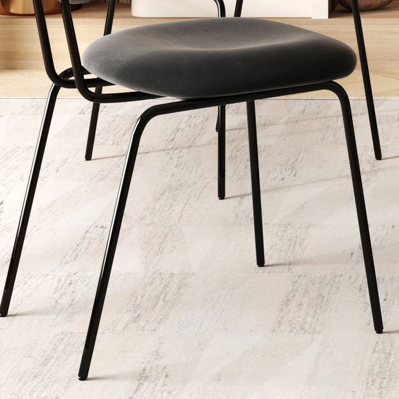Modern Simple Side Chair Upholstered Dining Chair with Metal Base for Kitchen