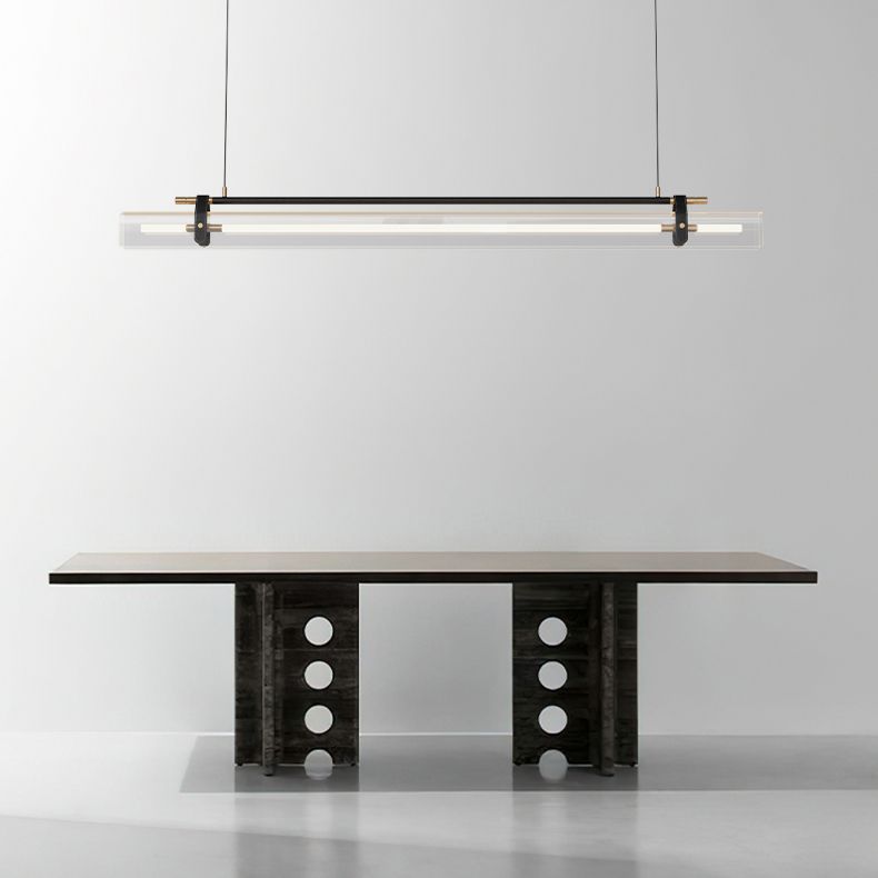 Minimalism Hanging Light Leather LED Island Light Fixture for Dining Room