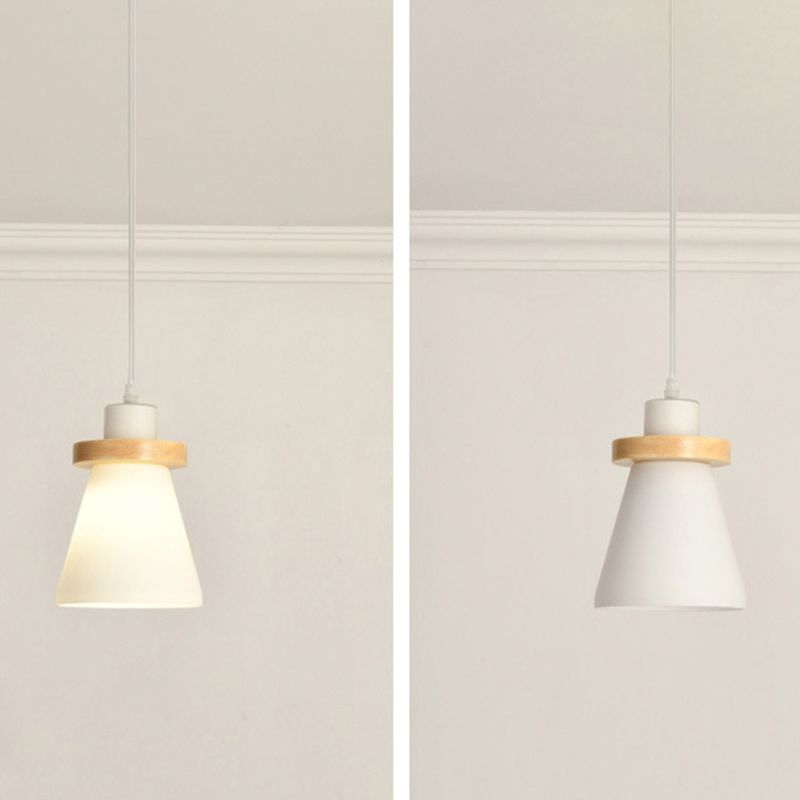Cone Suspension Pendant Light Modern Wooden Dinning Room Pendant Light Kit in Wood