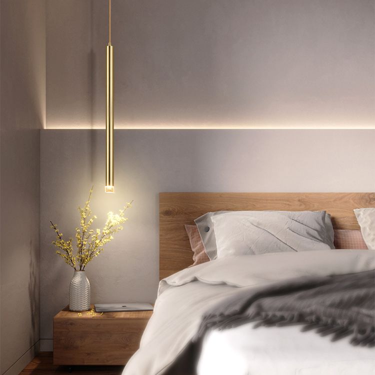 Luz de cilindro Luz contemporánea de estilo contemporáneo 1 accesorio de iluminación colgante de luz en oro