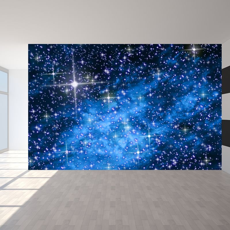Dark Blue Nebula Mural Wallpaper Space Modern Washable Wall Covering for Kitchen