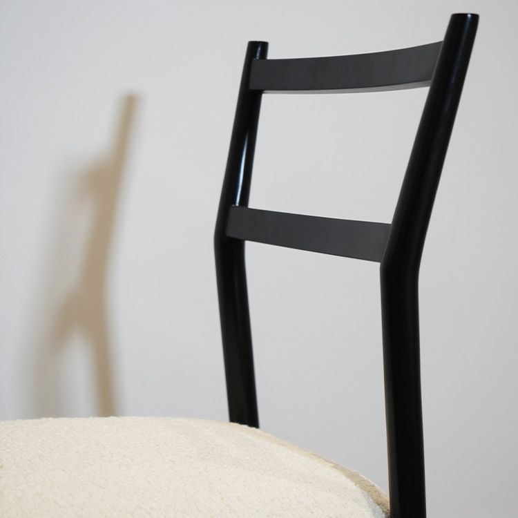 Gestoffeerde armloze eetkamerstoelen ladder achterzijde stoelen met metalen benen
