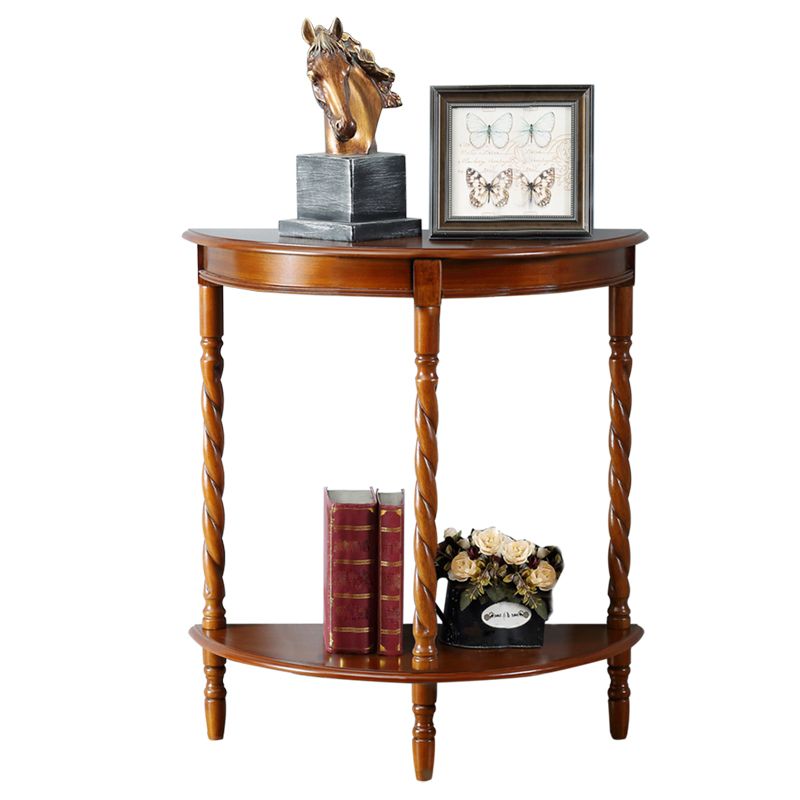 4 Legs Half Moon Wood Mid-Century Modern Console Table for Hall