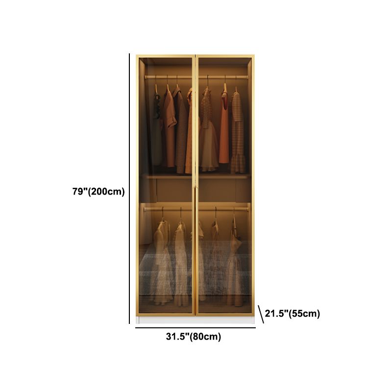 Modern Style Glass Wardrobe Bedroom Wardrobe Closet with Drawer