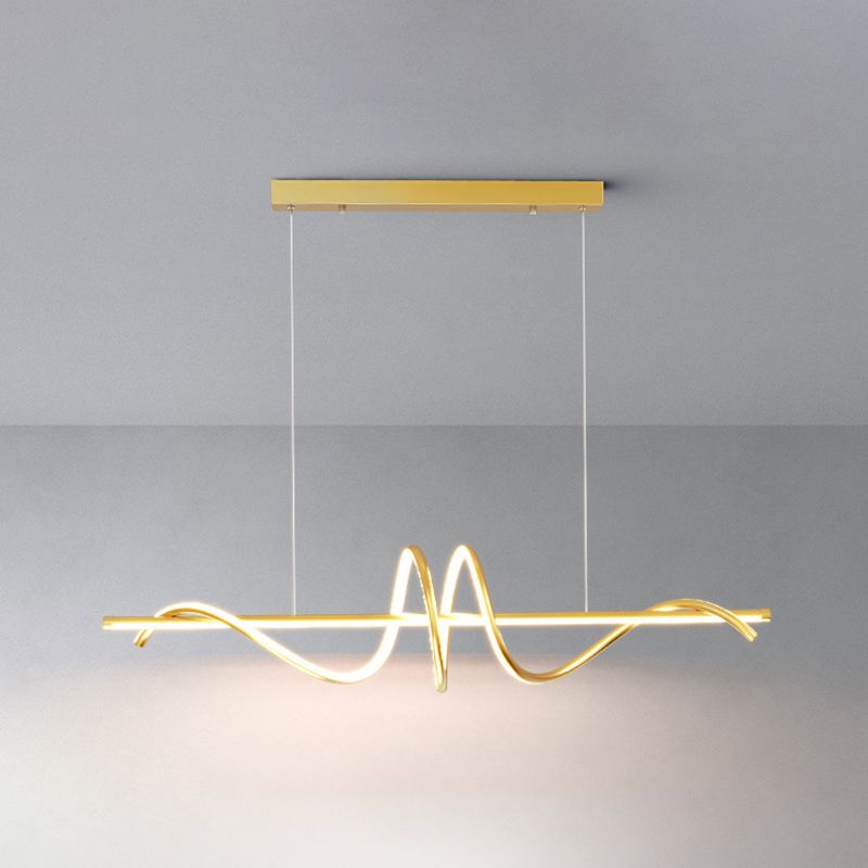 2-Light Modern Style Golden/Black LED Statement Linear Kitchen Island Light