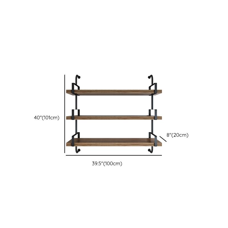Natural Floating Bookcase Wooden Industrial Bookshelf with Shelves