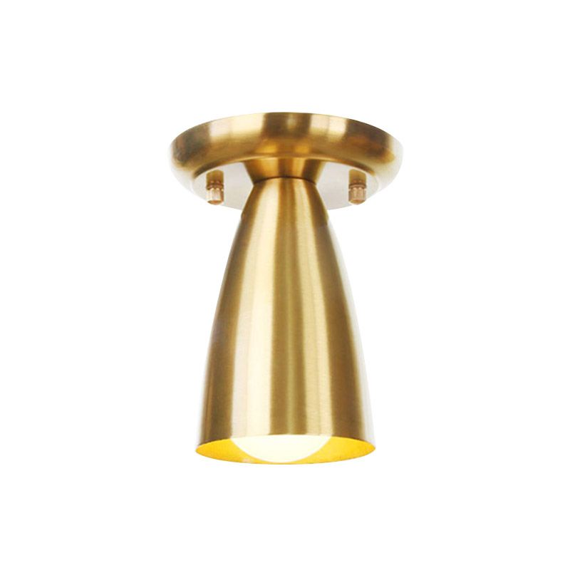 Metal Gold Finish Ceiling Flush Mount Tubular 1 Head Industrial Flushmount Lighting for Foyer