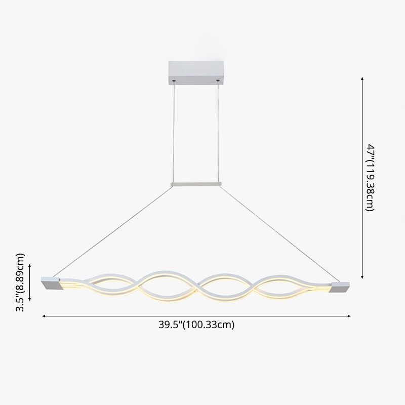 Acrylic White LED Island Light in Modern Concise Style Iron Linear Pendant Light for Dining Room