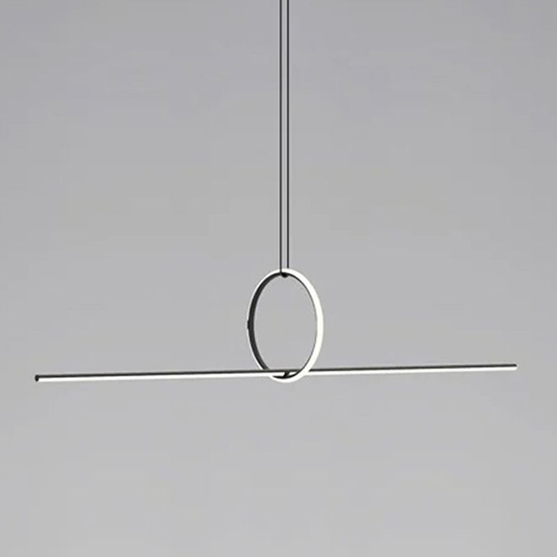 Modern Style Linear Shape Island Lights Metal 2 Light Pendant Lights in Black