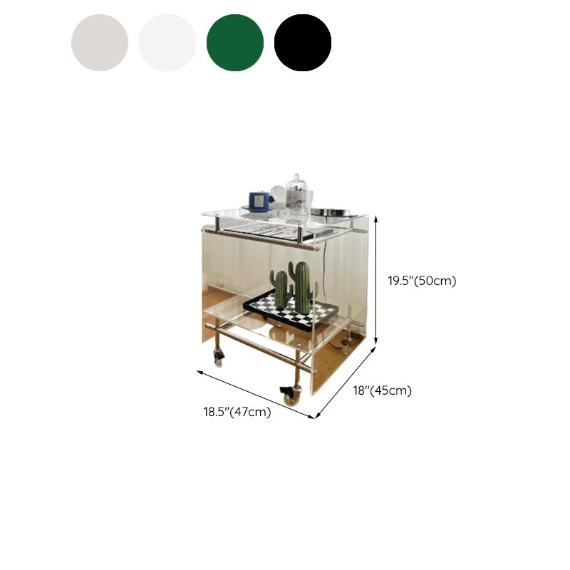 Modern Acrylic Top Rectangular Double Tier Accent Side Table