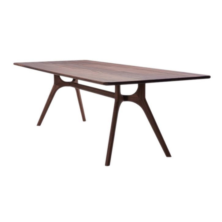 Rectangle Shape 4 Legs Minimalist Table Wood Color Fixed Table of Solid Wood