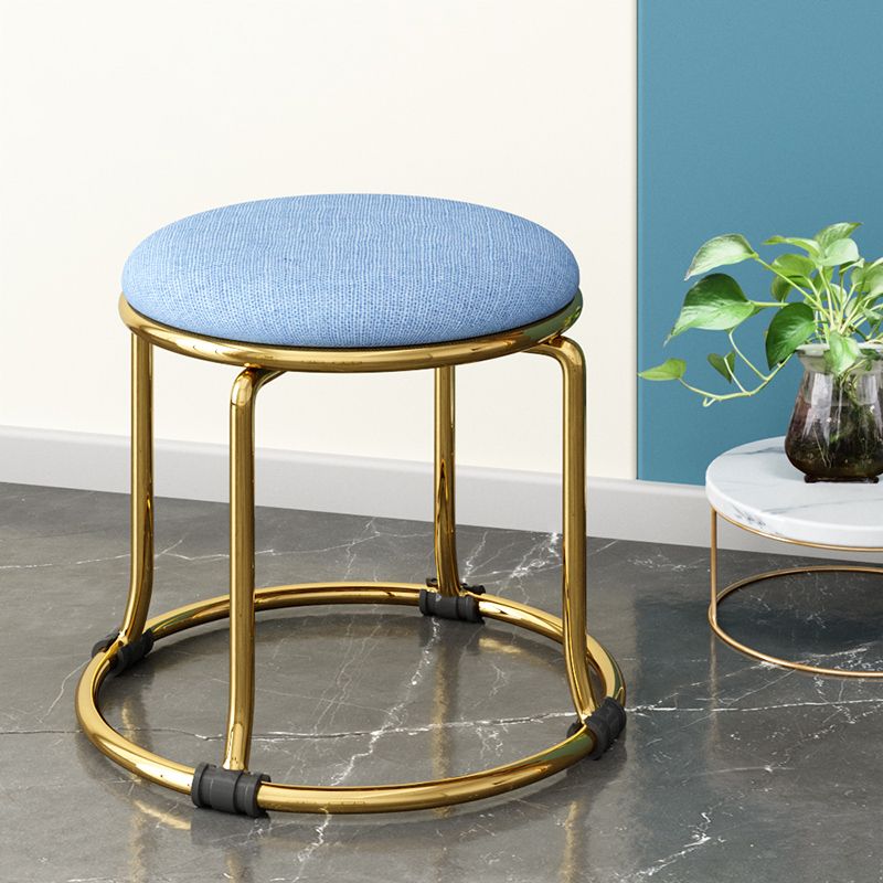 Scratch Resistant Round Standard Solid Color Cotton Ottoman for Living Room