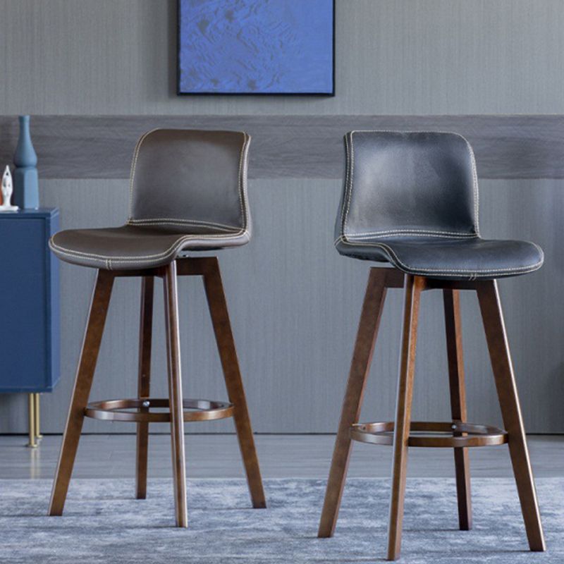 Contemporary Home Low Back Stool Matte Finish Leather Barstool