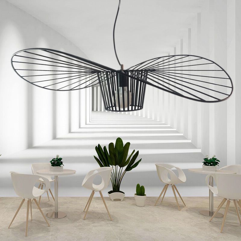 Pendants contemporains, luminaire suspendu de paille en métal moderne 1-Light