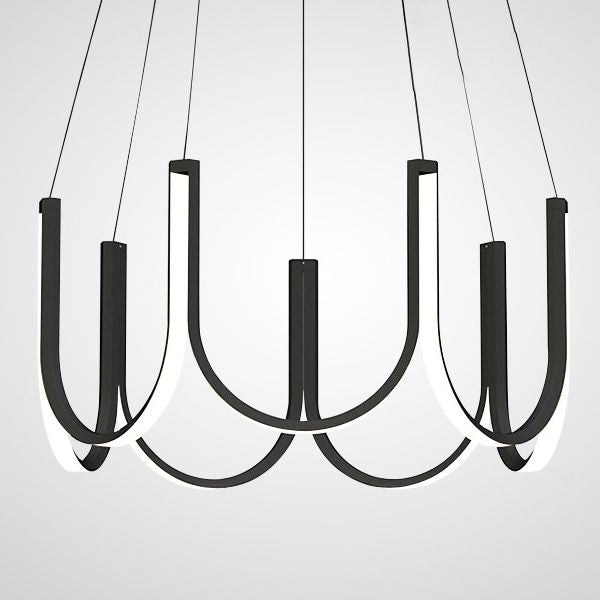 Contemporary Symmetrical Curves Chandelier Lights Aluminum Pendant Ceiling Lights for Living Room
