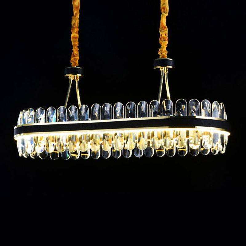 Black Faceted Clear Crystal Prism Tubular Ceiling Pendant Contemporary Island Lighting Fixtures