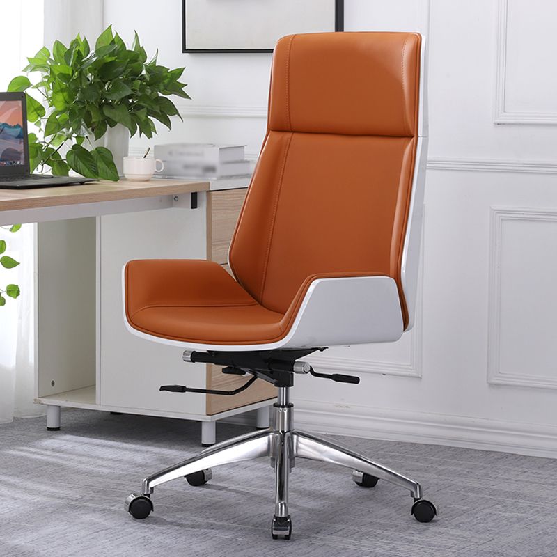Faux Leather Task Chair Chrome Metal Frame Modern Office Chair