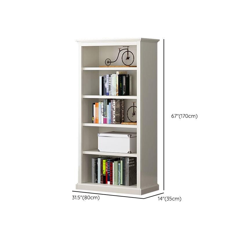Modern Style Closed Back Bookshelf Standard Wooden Bookcase in White