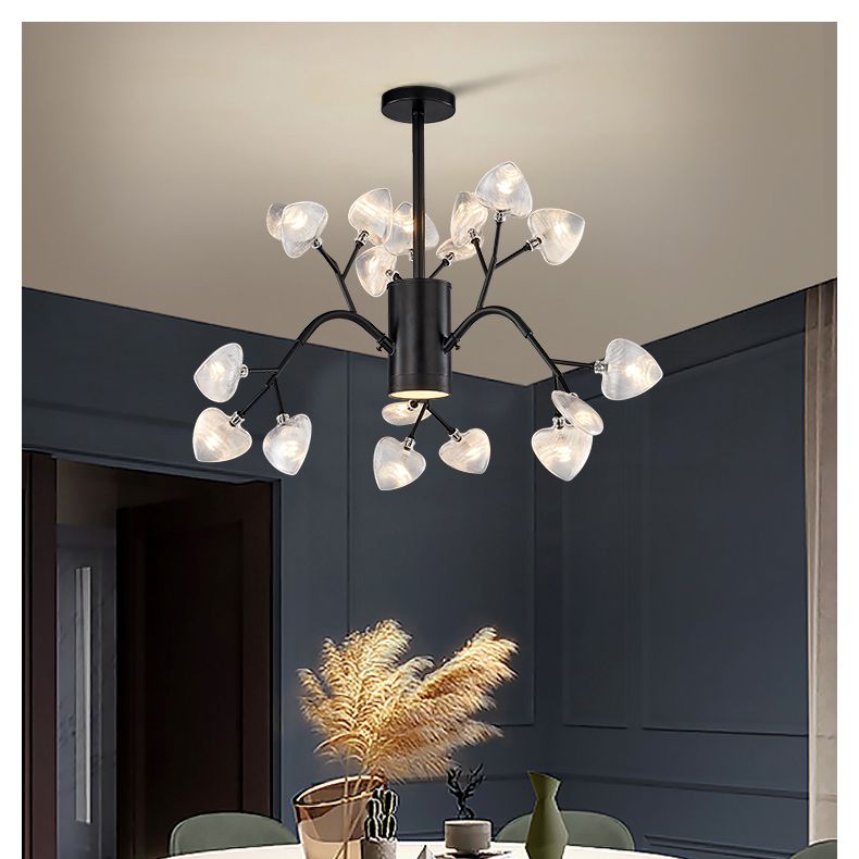 Firefly Design Chandelier Light Clear Acrylic Leaf-shaped Shade Modern Style Lighting Fixture Lamp for Bedroom Aisle Corridor