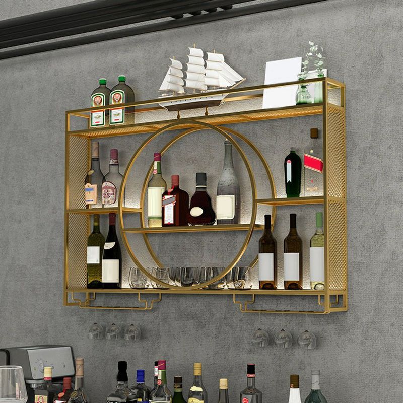 Modern Wall Mounted Wine Rack Metal Wine Bottle & Glass Rack without Light