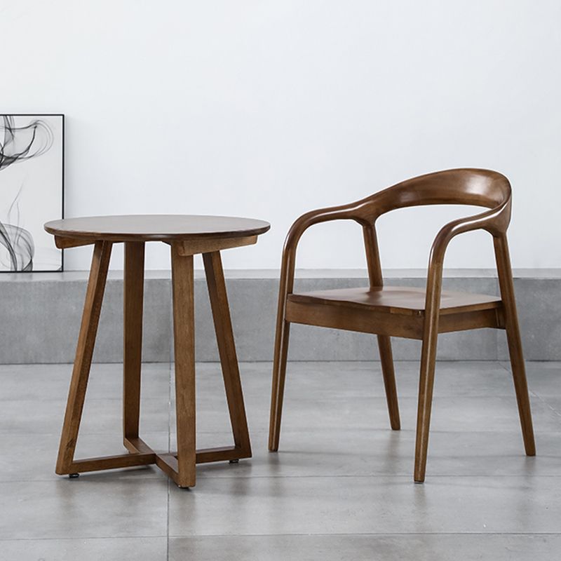 Single Round Sled Solid Wood Medium Wood Coffee Cocktail Table