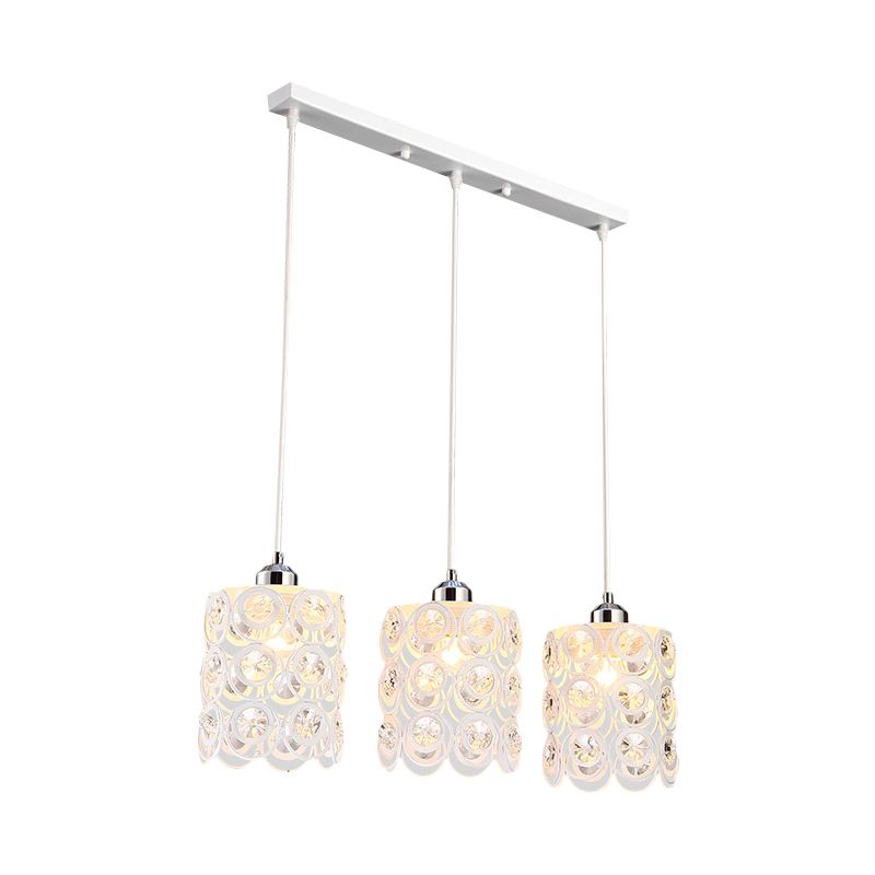 Kristallkuppelpendel Licht zeitgenössischer 3-Bulb-weißer Finish-Cluster-Lampenanhänger